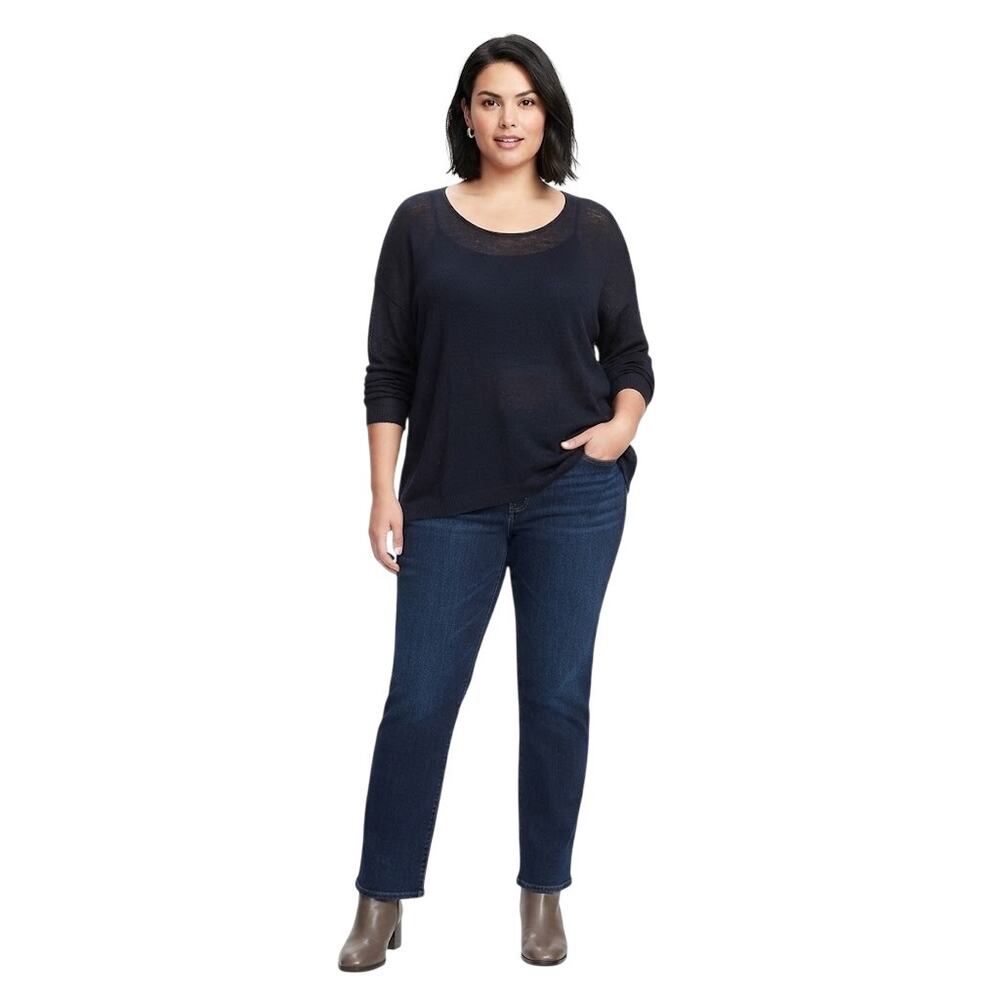 GAP Black Lightweight Knit Scoop Neck Sweater Loose Fit Plus Size 2X